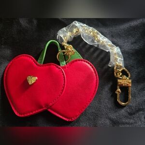 Heart-Shaped Red and Green Betsey Johnson Keychain